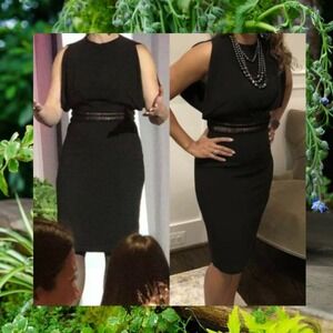 GENNY Sheath Dress 44 6 Small Black LBD Cut Out‎ Cocktail Party Luxe ITALY